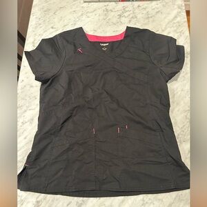 Women’s black scrub Top with Pink Highlights